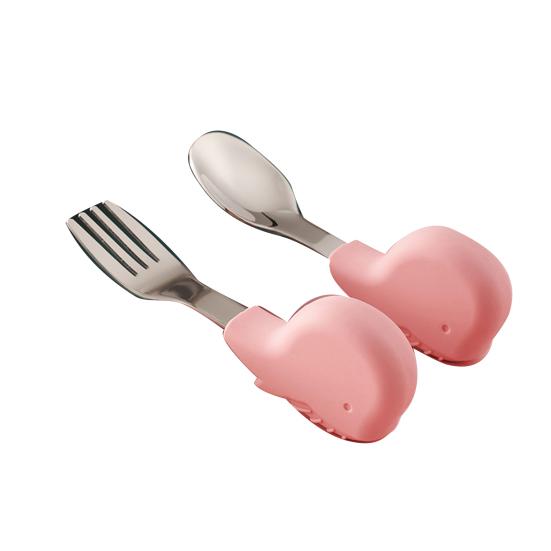 

1 комплект детской ложки, безопасная пищевая посуда из нержавеющей стали для малышей k Baby Whale розовый