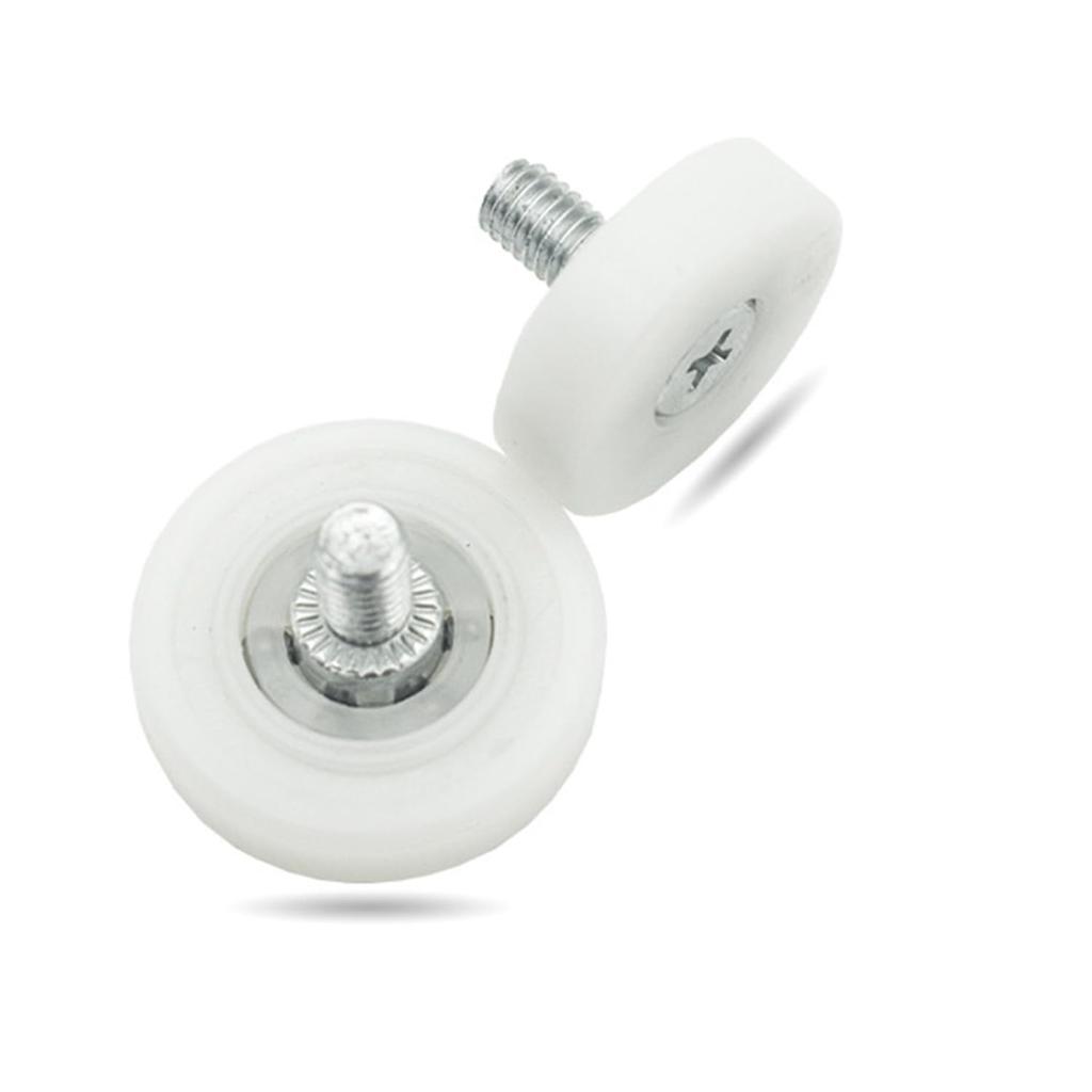 ChasCoCo Drawer Rollers Replacement Pulleys 19mm Diameter 4pcs Drawer Pulley Replacement Wheel Bearing Small Pulley Screw Shaft Type White