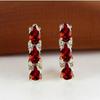 French Style Light Luxury Gold Three Oval Diamond Earrings Buckle Stylish and Fashionable Earring Accessory
