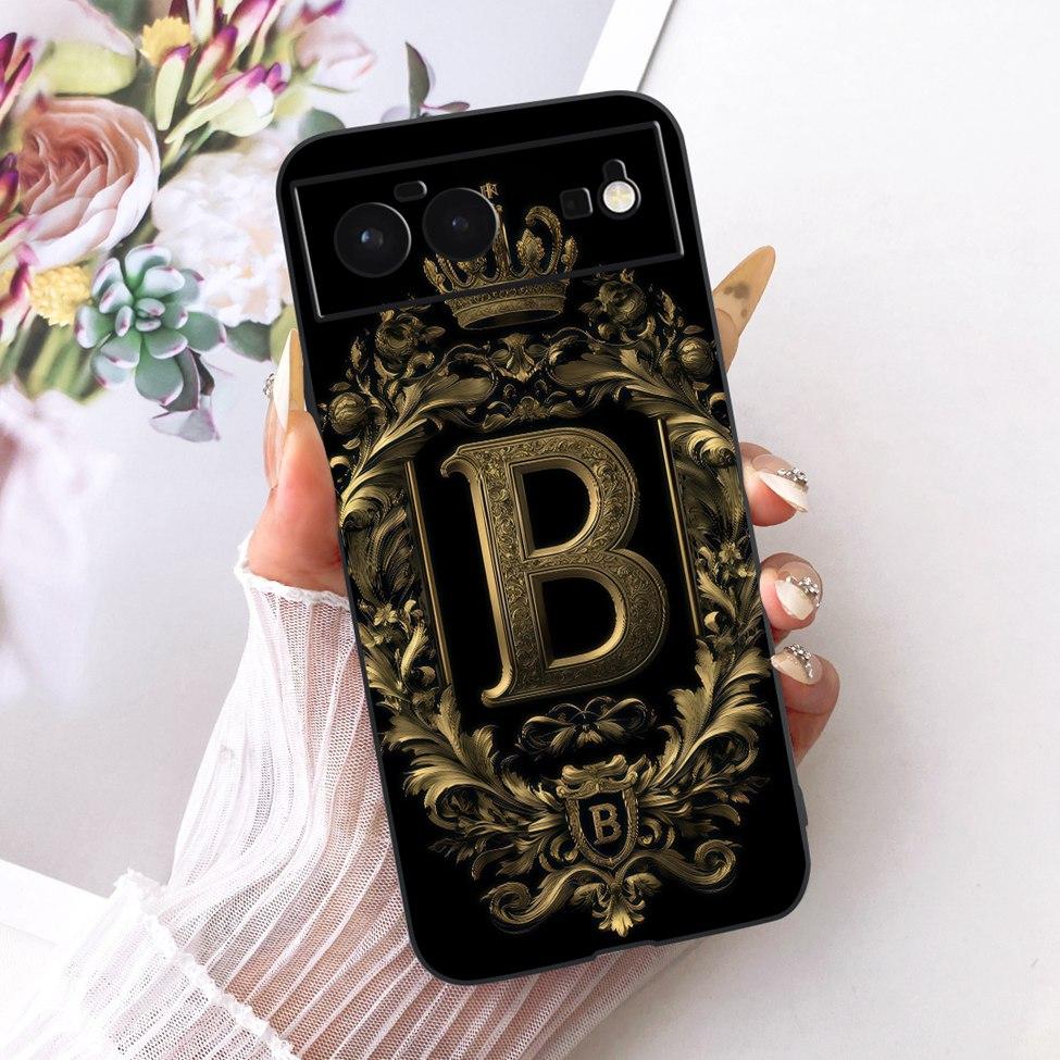 For Google Pixel 6 Case Silicone Luxury Crown A-Z Letters 2D Painted Soft Casing For Google Pixel6 G9S9B GB7N6 G9S9B16 GR1YH