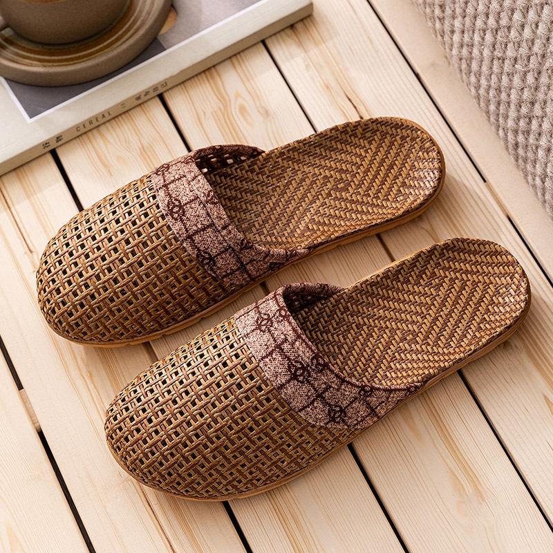 

Женские легкие тапочки из ротанга и травы - льняные домашние сандалии с толстой подошвой 39-40 коричневый