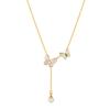Exquisite butterfly Necklace Fashion Stainless Steel Luxury Zircon Jewelry Commute Pearl Tassel Chokers Necklaces ALN2601000252