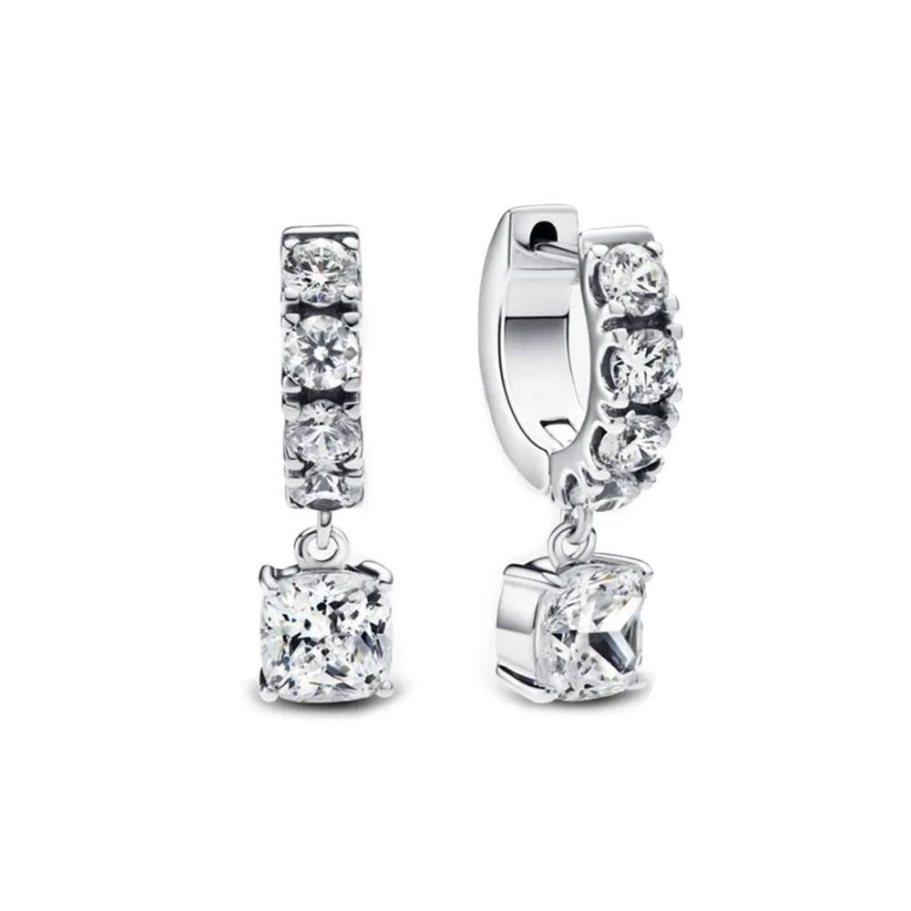 Fashionable 925 Silver Heart-shaped Flower Square Butterfly Earrings Suitable for Women's Fashion Jewelry Gifts