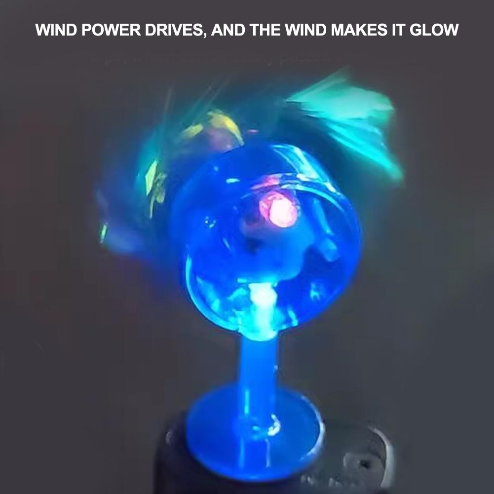 Car Motorcycle Handlebar Wind Energy Colorful Lights Windmill Ornaments Led Lights Self-Adhesive Bicycle Helmet Decorations