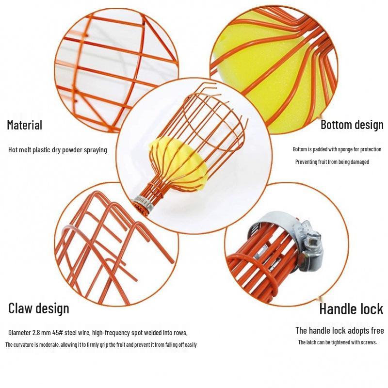 High-Altitude Telescopic Fruit Picker Basket - New Model for Peach and Vineyard Gardening.
