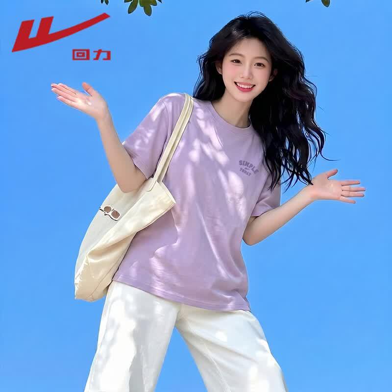Warrior Women s Cotton Letter Print Loose-Fit T-Shirt S