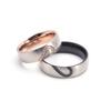 Heart-shaped Couple Rings with Cubic Zirconia Brushed Titanium Steel Matching Love Jewelry Wedding Bands for Him and Her