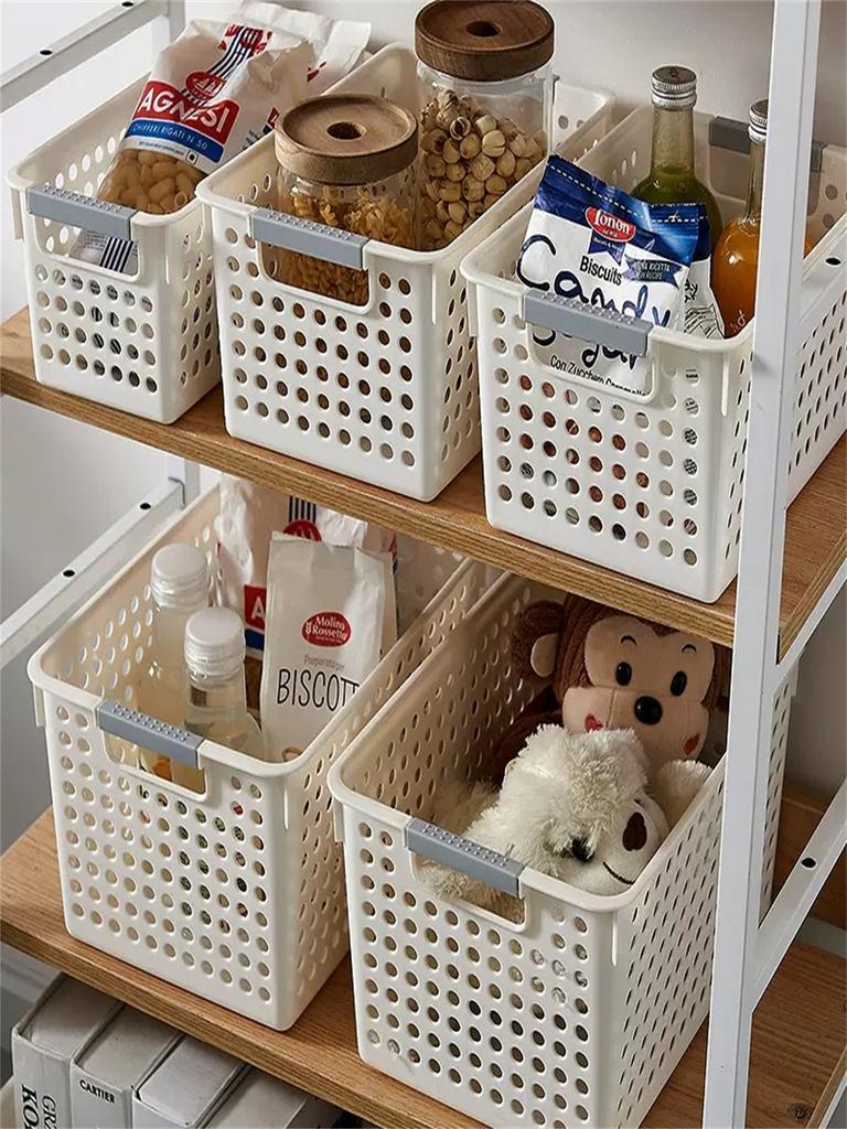 Household Miscellaneous Storage Basket Snack Toy Storage Box Plastic Shelf Dormitory Kitchen Tabletop Minimalist Storage Box