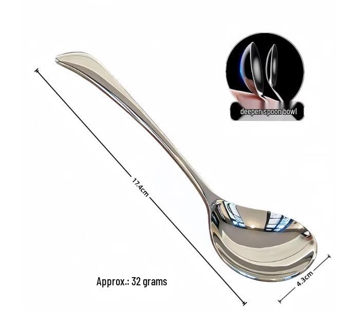316 Stainless Steel Water Drop Spoon: Long Handle Bibimbap & Deepened Soup Spoon Teaspoon for Household Use.