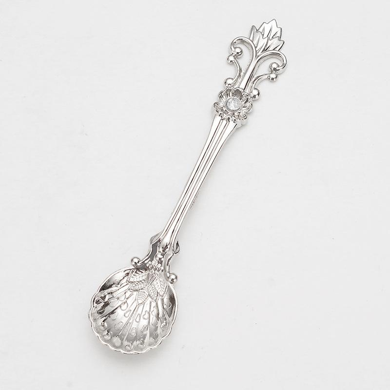 1Pcs 11cm Royal Style Metal Carved Coffee Spoon Set Vintage Table Spoon Antique Tea Spoons Coffee Spoonork Tablespoons