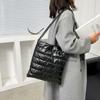 Winter Down Bag Quilted Space Cotton Handbags For Women Large Capacity Tote Bags Female Wide Strap Feather Padded Crossbody Bags