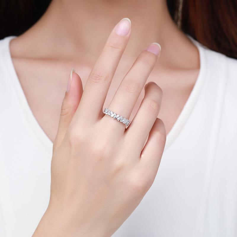 Tancise Classic 925 Sterling Silver  Zircon Ring Ladies Jewelry Wedding Promise Party Gift