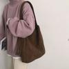 Large Capacity Corduroy Shoulder Bag Cotton Cloth Solid Color Shoulder Bag  All-match