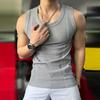 Men Vest Crew Collar Sleeveless Summer Tops Pure Color Ribbed Sport Camisole Lightweight Breathable Quick-Drying Tank Tops