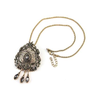 Sunspicems Boho Kristall Blume Grau Anhänger Halskette Für Frauen Antike Gold Farbe Ethnische Hochzeit Halskette Vintage-Schmuck Geschenke