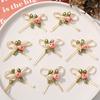 2pcs Beige Mini Flower Bow Ribbons for Gift Wrapping and Crafts, Gift Wrapping Ribbon