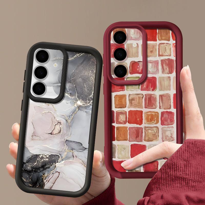 Purple Marble Pattern Case For Samsung S26 S25 Ultra S24 S23 Plus S22 S21 FE A54 A15 A25 A35 A55 A16 A26 A36 A56 A17 A27 A37 A57 5G Shockproof Cover
