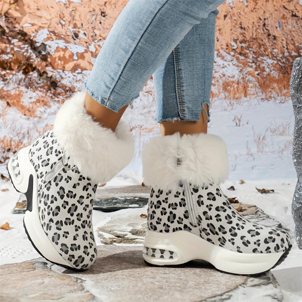 2026New Womens Winter Boots Fashion Platform Wedges Boots Winter Fur Booties Suede Casual Ankle Boot Plush Warm Snow Boots Botas