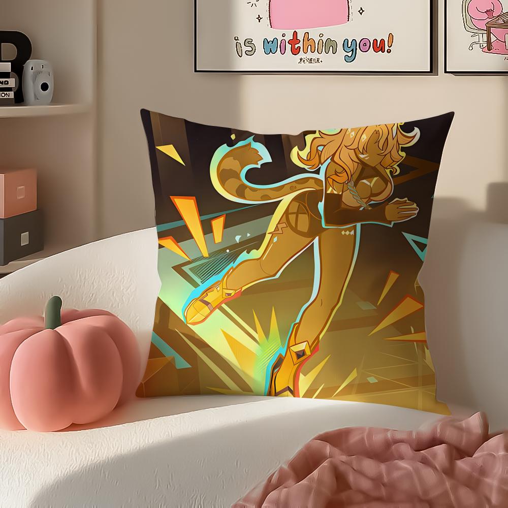 Game Genshin Xilonen Cushion Cover Pillowcase Short Plush Invisible zipper Room Sofa Cushion Cover