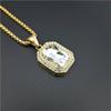 Iced Out Small Square Black Crystal Pendant Necklace For Men/Women Bling Rhinestone Hip hop Jewelry With Box Chain Drop Shipping