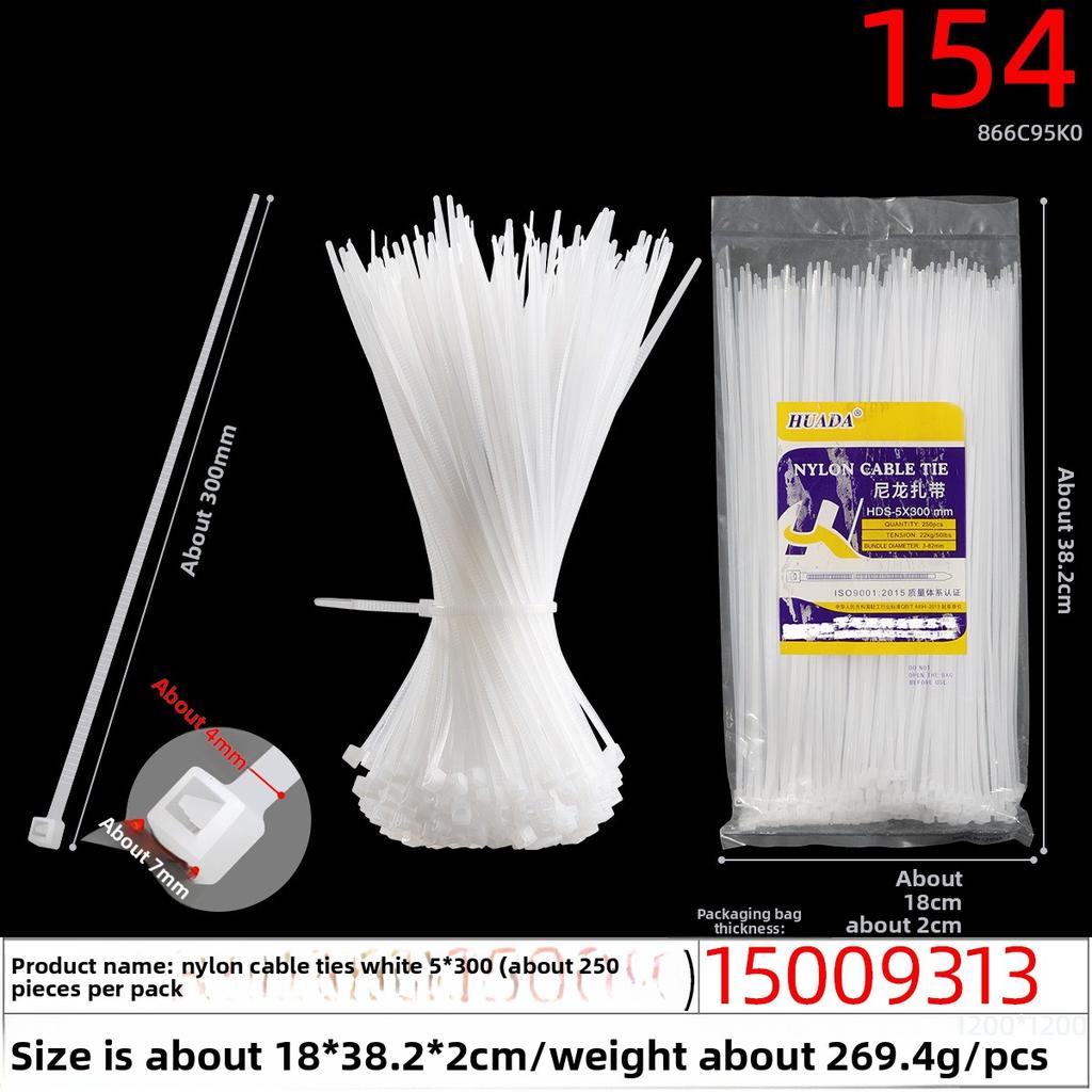 Large White Nylon Cable Ties of 4*150*4*200*5*250*3*60*3*80