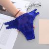 Sexy Embroidery Lace Stitching Briefs Solid Color Bowknot Decor See-through Mesh Thong Low-rise Ultra-thin Hollow Out Panties
