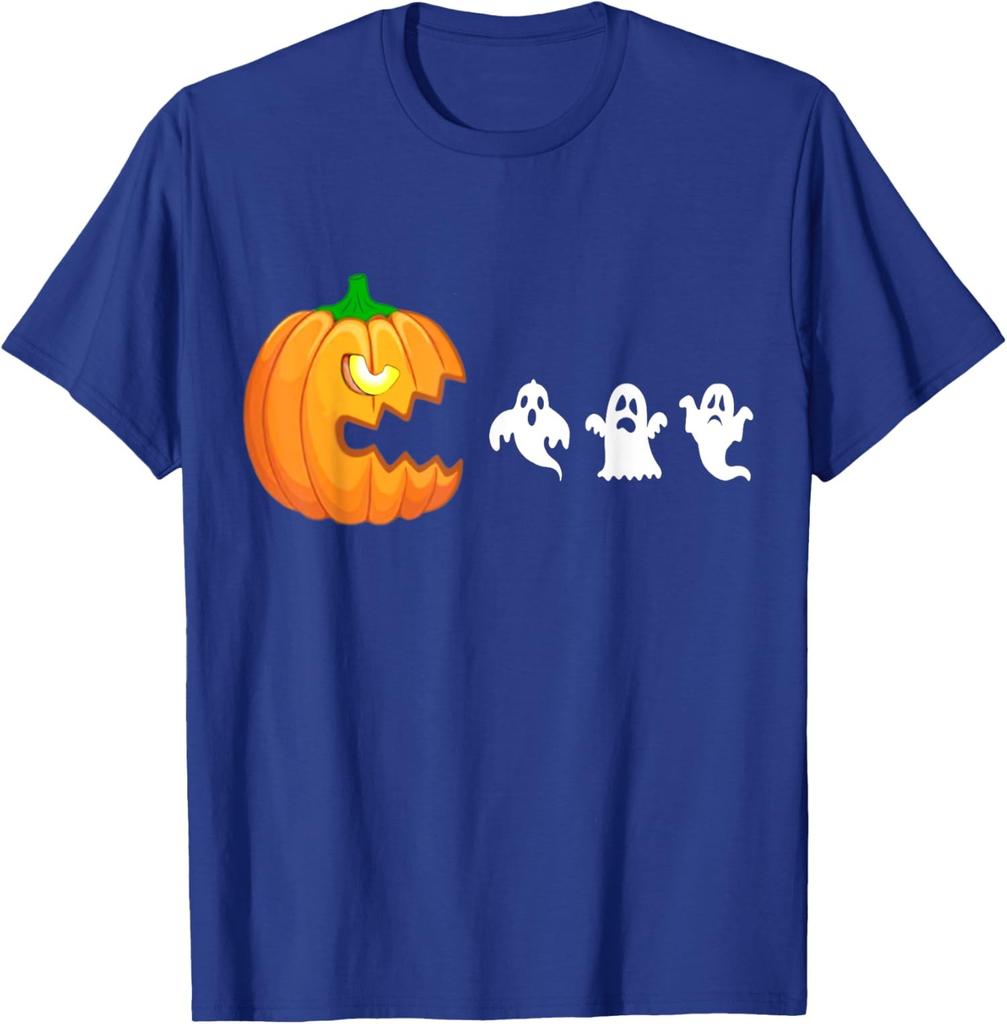 Funny Halloween Pumpkin Eating Ghost Gamer Unisex Tshirt