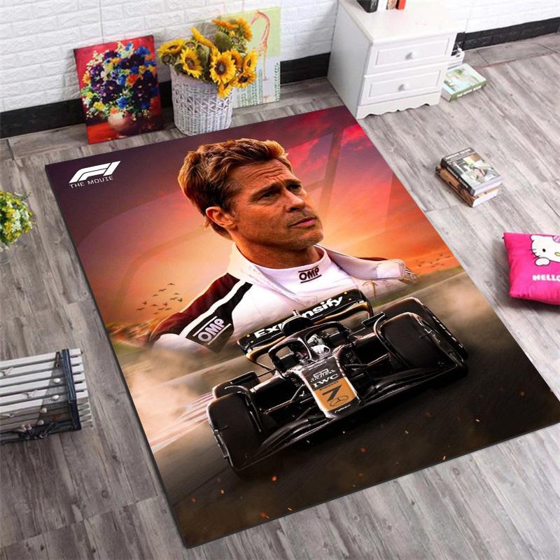 Tappeto A Pelo Corto con Stampa di Personaggi Tema Film Corse F1 Tappeto per Pavimento Rettangolare Antiscivolo Motorsport per Soggiorno Camera da Letto Decorazione Casa Tappeto per Appassionato di Corse