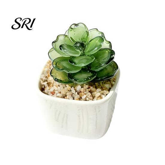 Small Desktop Ornament Mini Glass Planter Ornaments Exquisite Craftsmanship Bright Colorful Handmade Office Desk Decoration Texture for Bedroom Living
