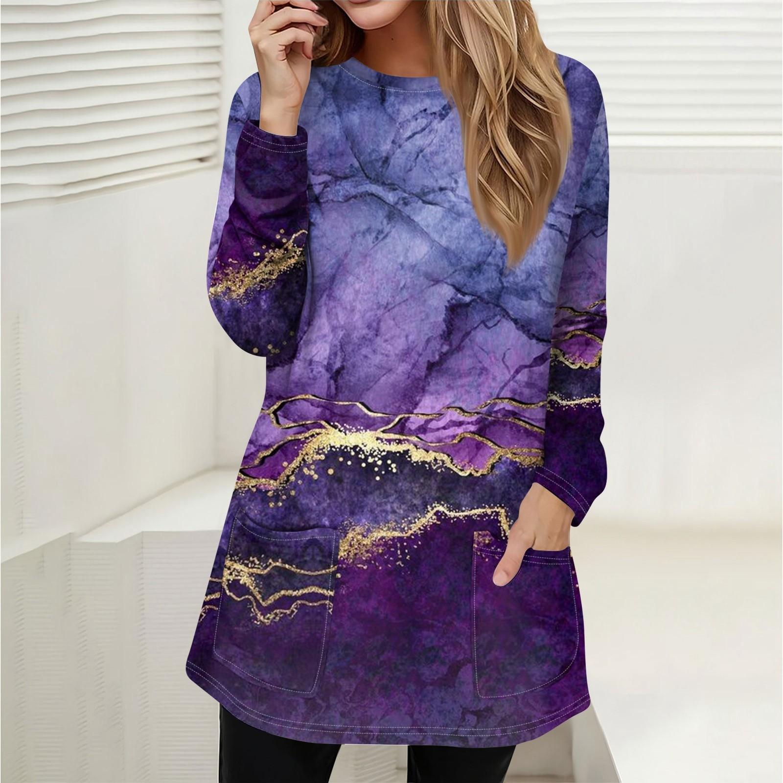 

Женская толстовка, пуловер, спортивная одежда, карман, принт, повседневный топ с круглым вырезом и длинными рукавами XXXL фиолетовый