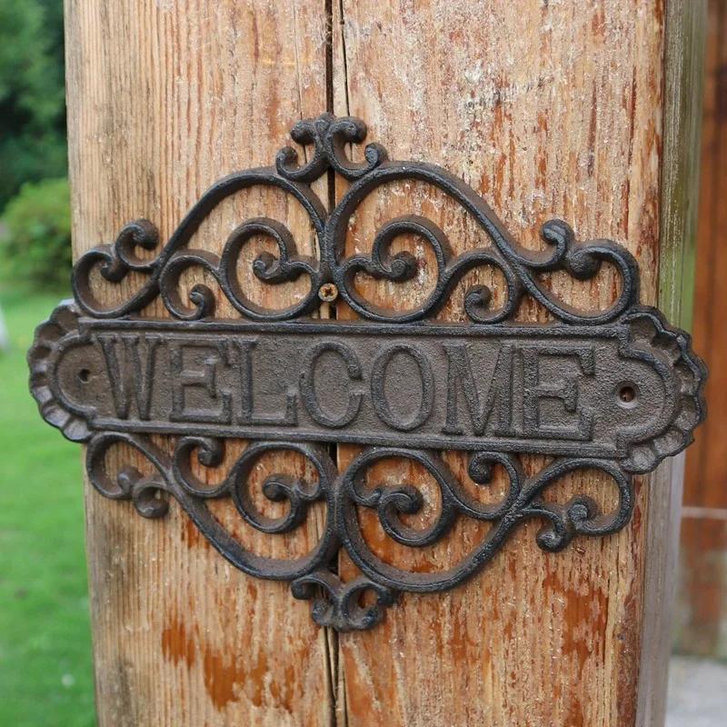 Cast Iron Decorative Plaques European Retro Style Courtyard Welcome Doorplate Outdoors Garden Deer Horse Hanging Decorations