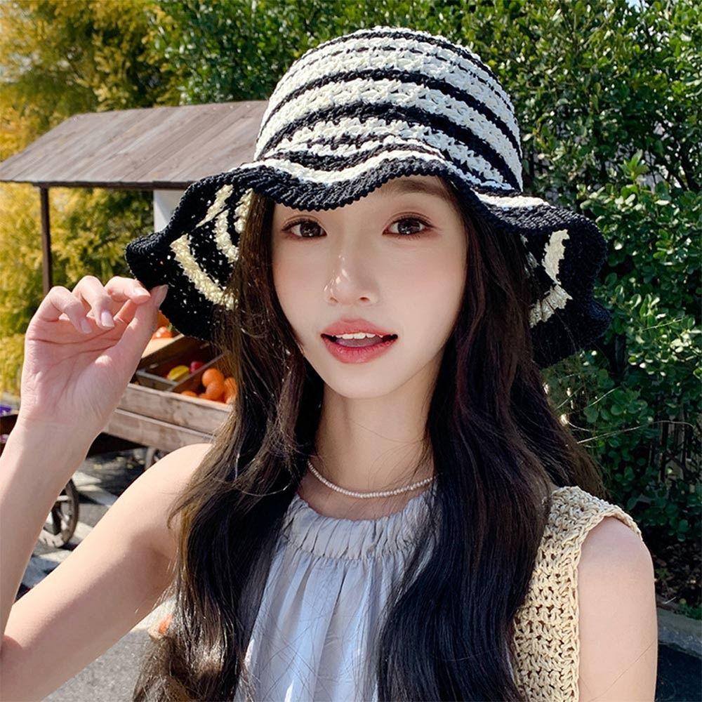 

Wavy Brim Summer Beach Hat Sweet Fisherman Hat Fashion Bucket Hat for Women зелений