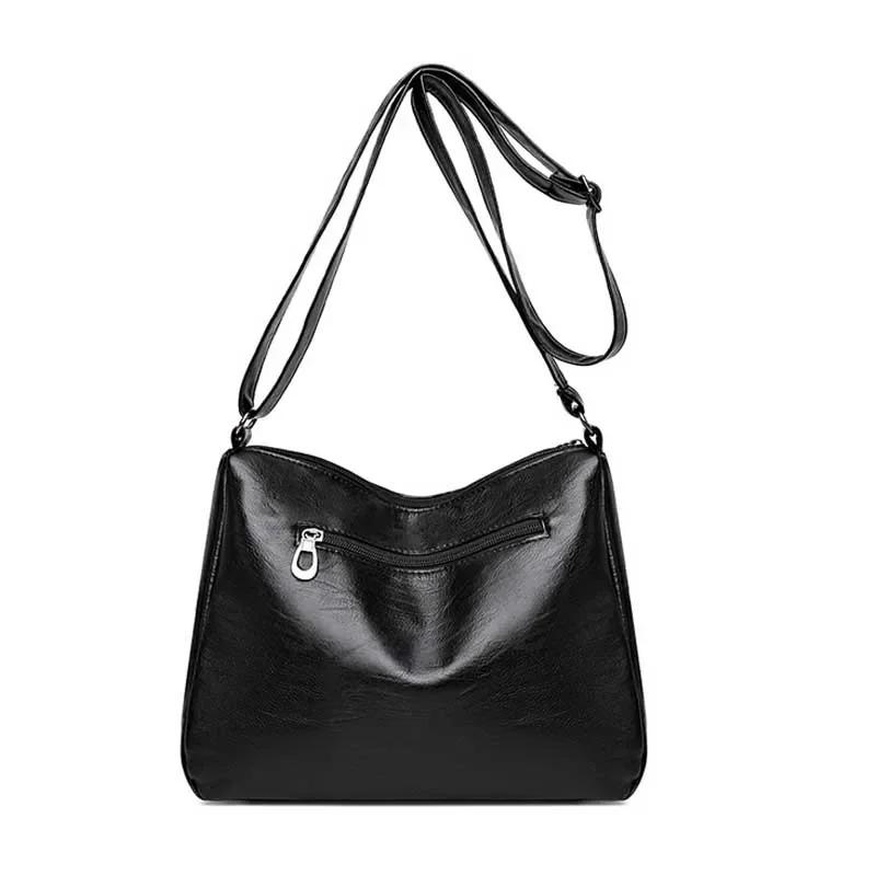 Fashion PU Leather Luxury Multi-pocket Handbags High Quality Women's Bag Flower Embroidery Design Ladies Crossbody Shoulder Bags