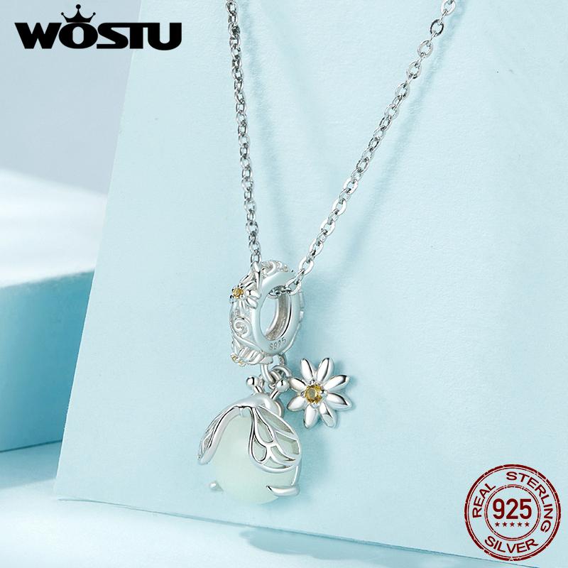Collana Lucciola In Argento Sterling - Ciondolo Con Pietra Di Luna E Scritta "You Light Up My Life" - Gioiello HUKKUN