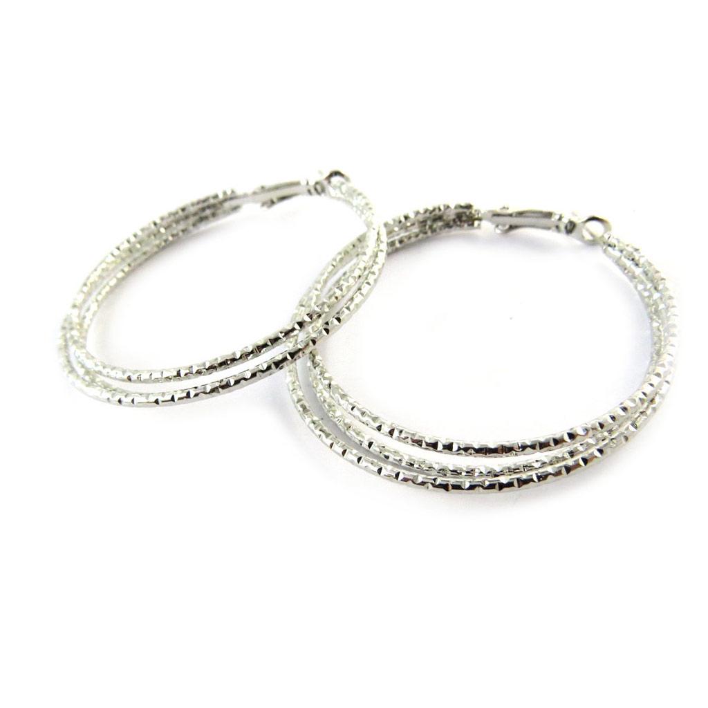 Les Trésors De Lily [N7190] - Silver 'Choréographie' Hoop Earrings Ø 45 Mm 9 Mm