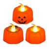 Warm White Electronic Candles 2Pcs Halloween Pumpkin Flameless Candles, Battery Operated LED Candle, Decorative Candy Bag Fillers for Light,