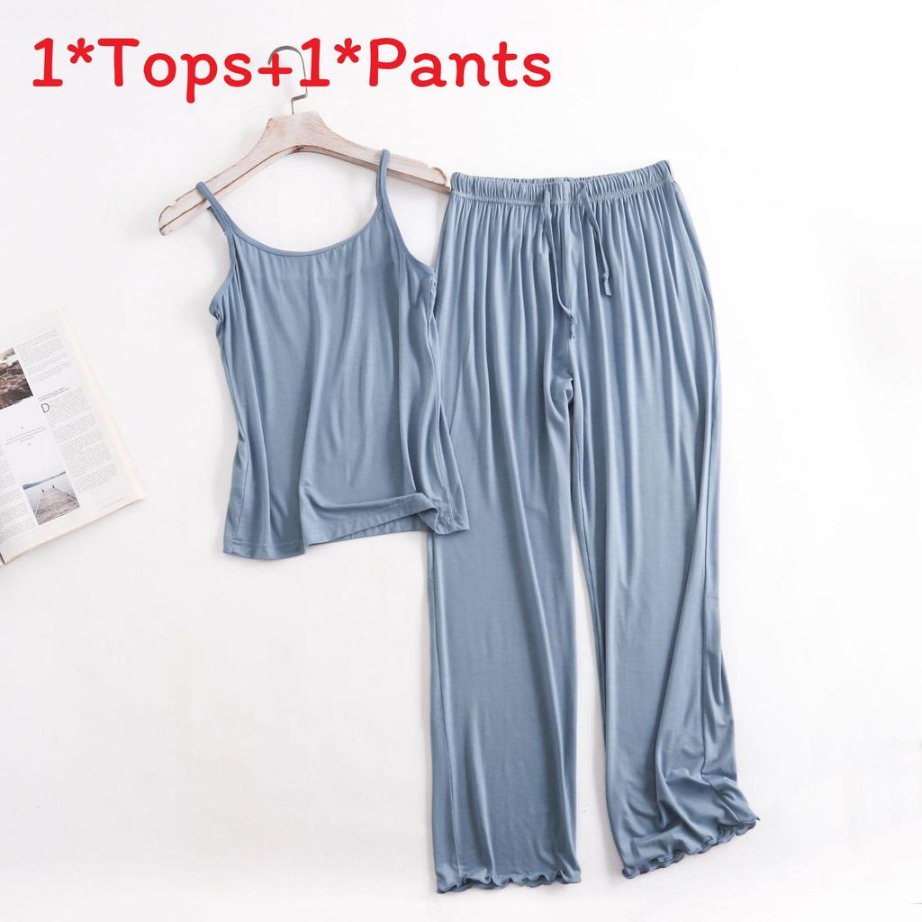 Modal Sleepwear Set For Women With Loose Fit Ruffle Pants Breathable Loungewear For Home Use