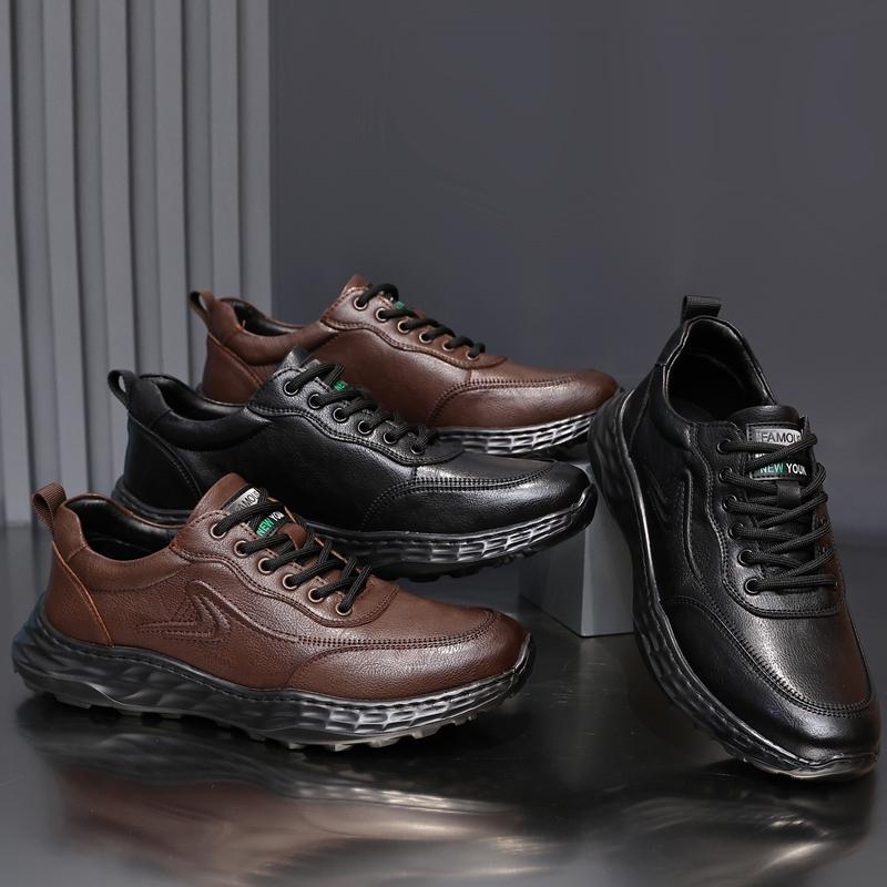 Fashion Golden Sapling Men's Outdoor Sports Loafers Winter Fashion Leather Casual Shoes Male Soft Comfortable Platform Flats Footwear