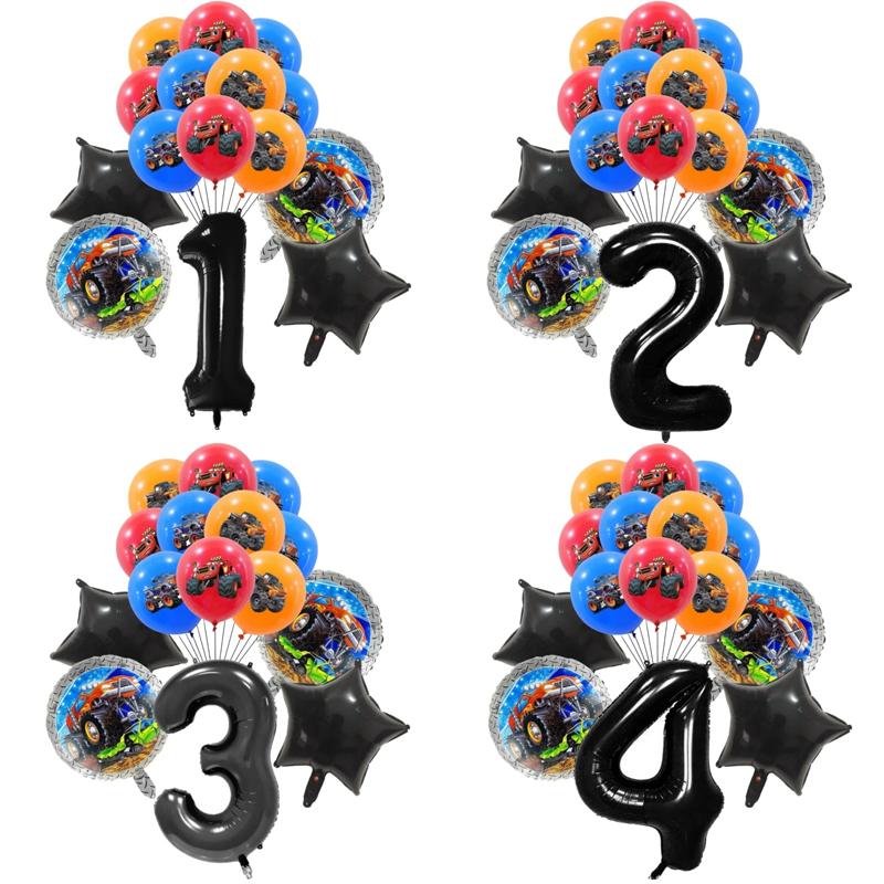 15Pcs Monster Truck Balloon Car Themed Birthday Foil Ballons Dump Truck Helium Balloon Boy Birthday Party Decor Supplies