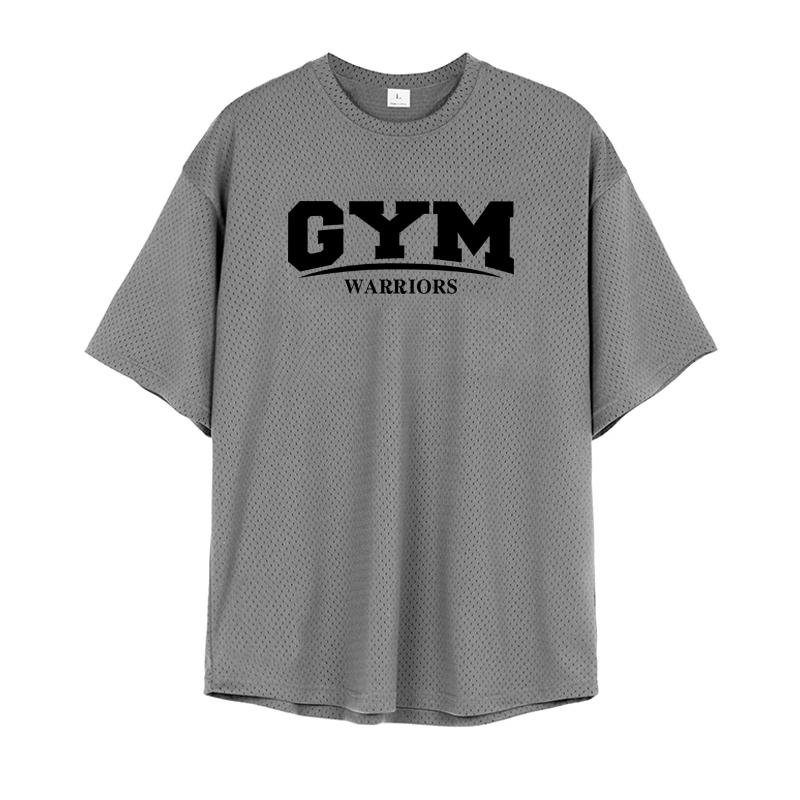 Muscleguys Oversized Loose Running T-Shirts Mens Gym Warriors Fitness Sports Half Sleeve T Shirt Summer Mesh Quick Dry Breathable Clothing