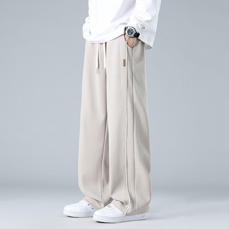 Trendy Sporty Sweatpants for Men, American Retro Straight-leg Casual Long Pants, Basic Style, Versatile Wide-leg Pants