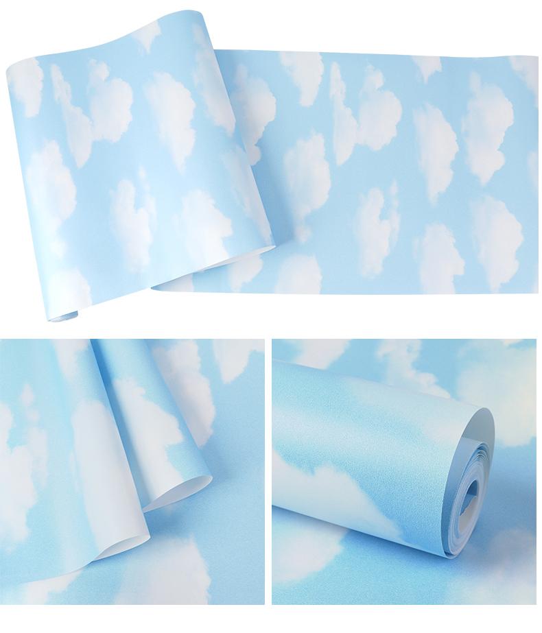 Blue Sky and White Cloud Wallpaper Home Decor Kids Bedroom Wall Paper Roll for Kindergarten Walls Nursery