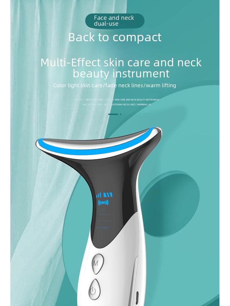 EMS Microcurrent Neck and Face Beauty Device: Removes Neck and Nasolabial Lines, Vibrates for Massage, Lifts and Tightens, Anti-Wrinkle.