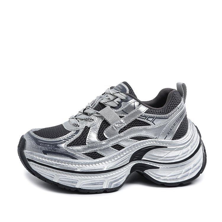 Paris Daddy Shoes Girl 2025 New Platform Muffin Small Super Heel Old Polishing Popular Sneakers