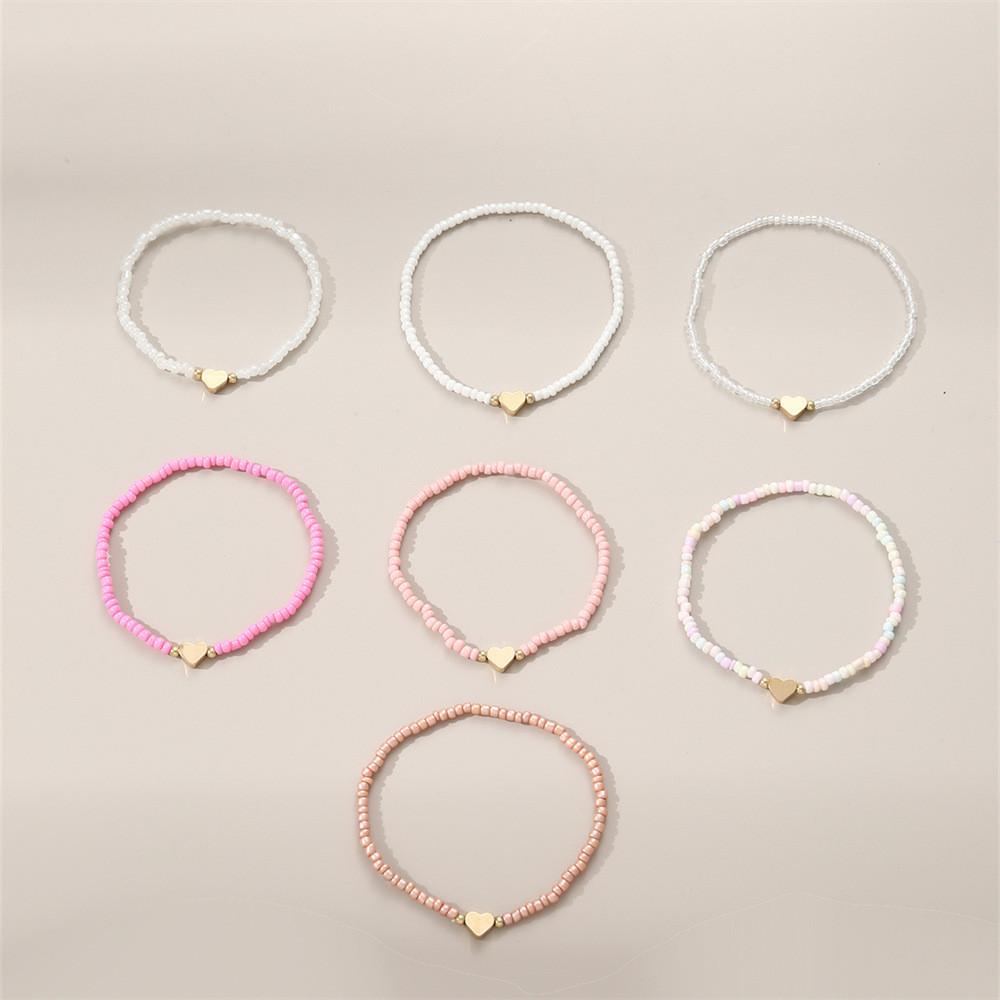 Mädchen Herzform Perlenarmbänder Set Mit Glasmaterial Für Geschenk Und Jahrestag Feiern