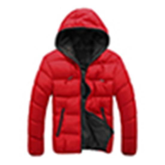 Autumn Winter Men Color Block Zipper Warm Cotton Coat Casual Hooded Down Jacket