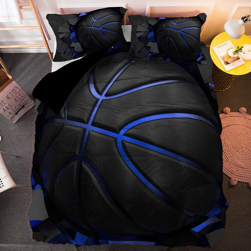 Sports Balls Duvet Cover 3D Basketball In A Hole Bedding Set Twin For Boys Teens Room Microfiber Cool Basketball Comforter Cover