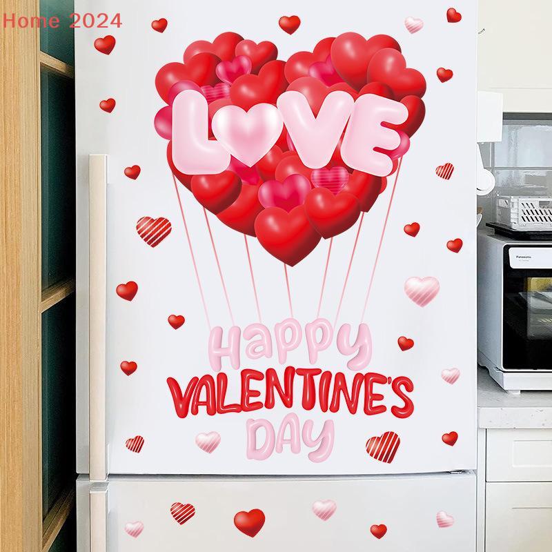 Valentine's Day Atmosphere Decor Stickers Heart-shaped Romantic Sweetheart Balloon Stickers For Glass Windows Display Windows