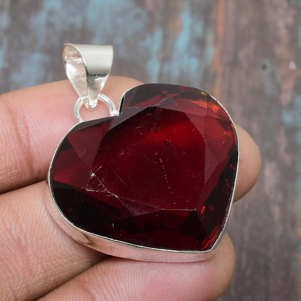 Mosambik Granat Gemstone Håndlaget 925 Sterling sølv smykker anheng for kvinner