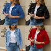 Denim Jacket For Women With Pockets And Turndown Collar Streetwear Summer